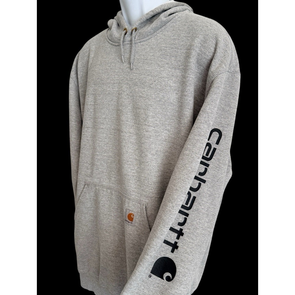 Carhartt Mens‎ Pullover Hoodie 2XL Graphic Sleeve Gray Loose Fit TSO288-M